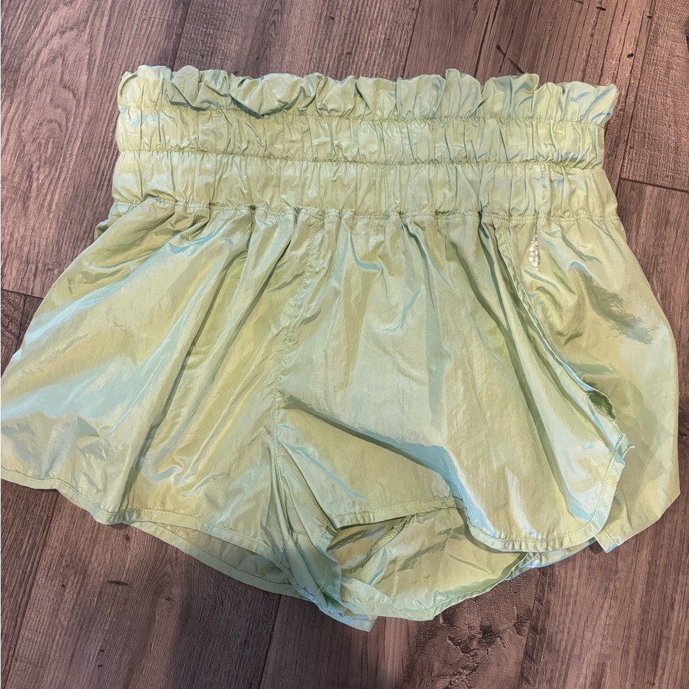 Free People High Waist Green Shorts with Elastic Waistband